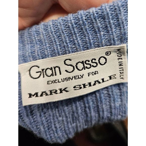 Gran Sasso for Mark Shale Vintage 80's Wool Blend Blue Sweater size 50 - Picture 6 of 9
